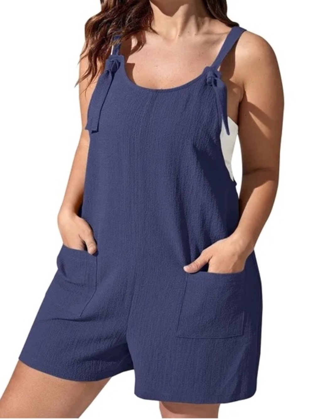 Hurley Sleeveless Tie-Strap Romper in Deep Blue Grey Medium